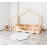 Detská domčeková Montessori posteľ z masívu borovice NIKO S - 190x90 cm