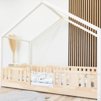 Detská domčeková Montessori posteľ z masívu borovice NIKO S - 180x80 cm