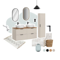 Kúpeľňová závesná skrinka ADÉLA - nízka spodná s košom na bielizeň - bez hornej dosky - kašmírová