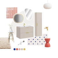 Kúpeľňová závesná skrinka ADÉLA - nízka spodná s košom na bielizeň - bez hornej dosky - kašmírová