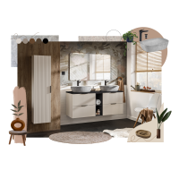 Kúpeľňová závesná skrinka ADÉLA - nízka spodná s košom na bielizeň - bez hornej dosky - kašmírová