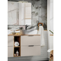 Kúpeľňová závesná skrinka ADÉLA - nízka spodná s košom na bielizeň - bez hornej dosky - kašmírová