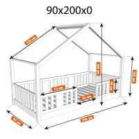 Detská domčeková Montessori posteľ z masívu borovice NIKO S - 200x90 cm