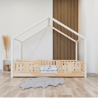 Detská domčeková Montessori posteľ z masívu borovice NIKO S - 200x90 cm