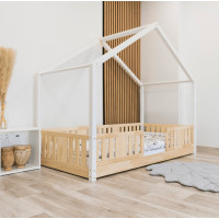 Detská domčeková Montessori posteľ z masívu borovice NIKO S - 200x90 cm