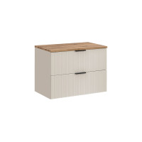 Kúpeľňová závesná skrinka s doskou ADÉLA 80 cm - kašmírová/dub wotan