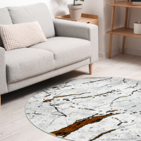 Kusový koberec Allure 1963 white/gold kruh