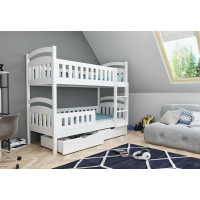 Detská poschodová posteľ z masívu DOMINIK II so šuplíkmi - 200x90 cm - biela