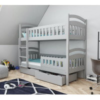 Detská poschodová posteľ z masívu borovice DOMINIK II so šuplíkmi - 200x90 cm - šedá