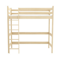 Detská vyvýšená posteľ z masívu borovice TEXAS - 190x90 cm - BEZ POVRCHOVÝCH ÚPRAV