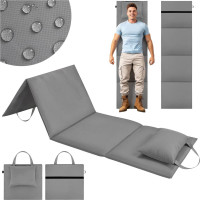 Skladacia podložka SURVIVAL s vankúšom - 180x50 cm - šedá