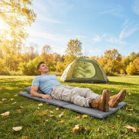 Skladacia podložka SURVIVAL s vankúšom - 180x50 cm - šedá