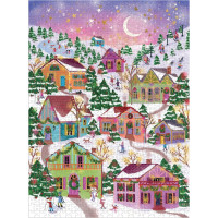 GALISON Metalické puzzle Zasnežená dedinka 1000 dielikov