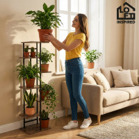 Stojan na kvety BASTIAN RUSTIC - grafitový/starený dub