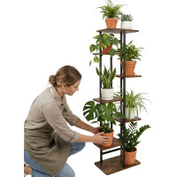 Stojan na kvety BASTIAN RUSTIC - grafitový/starený dub