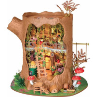 RoboTime 3D drevená skladačka Miniatúra domčeka Lesná chalúpka z pňa