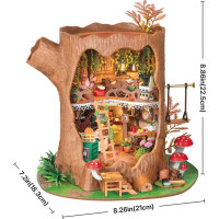 RoboTime 3D drevená skladačka Miniatúra domčeka Lesná chalúpka z pňa