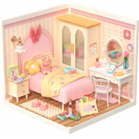RoboTime 3D drevená skladačka Miniatúra domčeka Ružová izbička