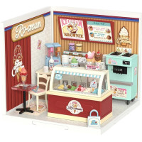 RoboTime 3D drevená skladačka Miniatúra domčeka Predajňa zmrzliny