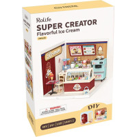 RoboTime 3D drevená skladačka Miniatúra domčeka Predajňa zmrzliny