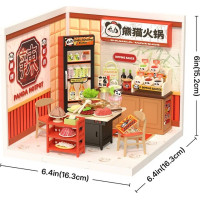 RoboTime 3D drevená skladačka Miniatúra domčeka Ázijské bistro Panda Hot Pot