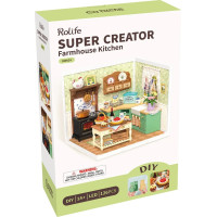 RoboTime 3D drevená skladačka Miniatúra domčeka Farmárska kuchyňa