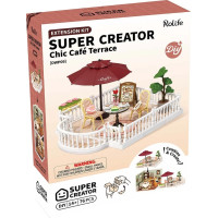 RoboTime 3D drevená skladačka Rozšírenie pre miniatúry domčekov Terasa so slnečníkom