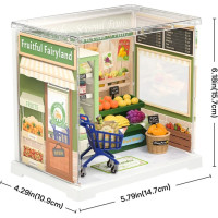 RoboTime 3D drevená skladačka Miniatúra domčeku mini Predajňa ovocia a zeleniny