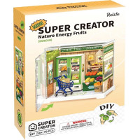 RoboTime 3D drevená skladačka Miniatúra domčeku mini Predajňa ovocia a zeleniny