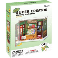 RoboTime 3D drevená skladačka Miniatúra domčeku mini Kníhkupectvo