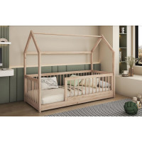 Detská domčeková posteľ z masívu borovice GRÉTA - 200x90 cm - prírodná borovica