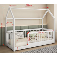 Detská domčeková posteľ z masívu borovice GRÉTA - 180x80 cm - olivovo zelená