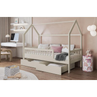 Detská domčeková posteľ z masívu borovice GAJA so šuplíkmi - 200x90 cm - kašmírová