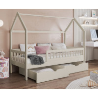 Detská domčeková posteľ z masívu borovice GAJA so šuplíkmi - 200x90 cm - kašmírová