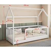 Detská domčeková posteľ z masívu borovice GRÉTA - 200x90 cm - biela