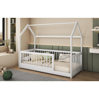 Detská domčeková posteľ z masívu borovice GRÉTA - 200x90 cm - biela