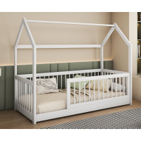 Detská domčeková posteľ z masívu borovice GRÉTA - 200x90 cm - biela