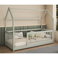 Detská domčeková posteľ z masívu borovice GRÉTA - 200x90 cm - olivovo zelená