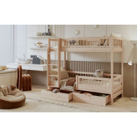 Detská poschodová posteľ so šuplíkmi z masívu borovice COEN - 180x80 cm - prírodná borovica