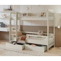 Detská poschodová posteľ so šuplíkmi z masívu borovice COEN - 180x80 cm - kašmírová
