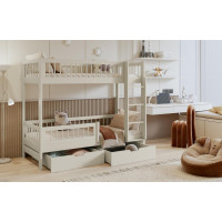 Detská poschodová posteľ so šuplíkmi z masívu borovice COEN - 180x80 cm - kašmírová