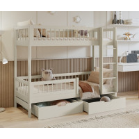 Detská poschodová posteľ so šuplíkmi z masívu borovice COEN - 180x80 cm - kašmírová