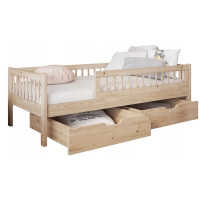 Detská posteľ z masívu borovice FLORES so šuplíkmi - 140x70 cm - prírodná