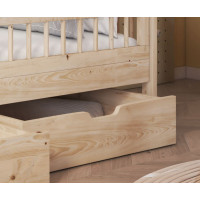 Detská posteľ z masívu borovice FLORES so šuplíkmi - 140x70 cm - prírodná