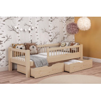 Detská posteľ z masívu borovice ADEL so šuplíkmi - 180x80 cm - prírodná