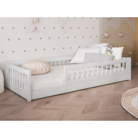 Detská Montessori posteľ z masívu borovice FLORES - 180x80 cm - biela