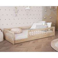 Detská Montessori posteľ z masívu borovice FLORES - 180x80 cm - prírodná