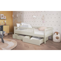 Detská posteľ z masívu borovice FLORES so šuplíkmi - 140x70 cm - kašmírová