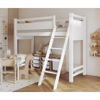 Detská vyvýšená posteľ z masívu borovice VESPER - 180x80 cm - biela