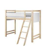 Detská vyvýšená posteľ z masívu borovice VESPER - 180x80 cm - prírodná borovica/biela